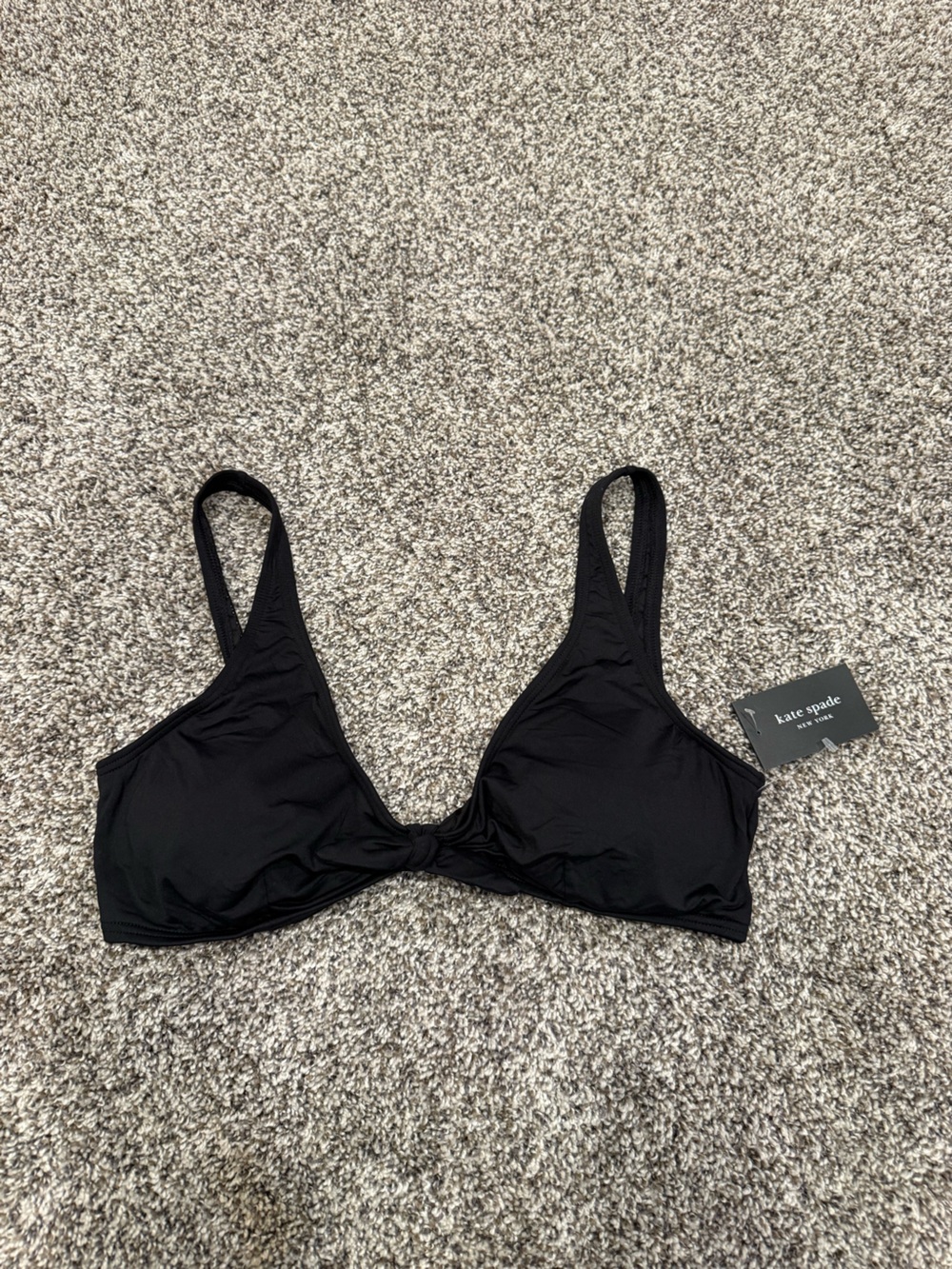 Kate Spade New York Black Bikini Top Size Large Tie Front NWT $128